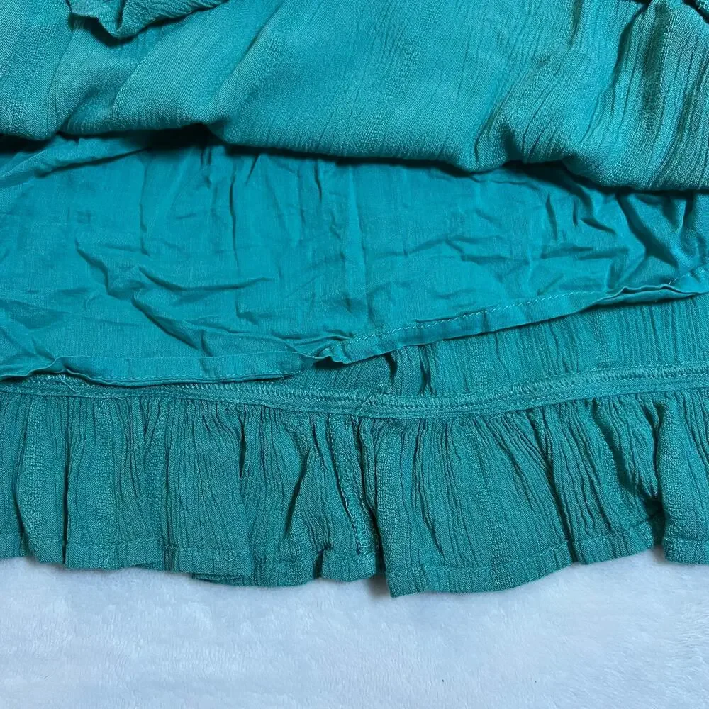 Roxy V-Neck Ruffle Trim Mini Dress Size X-Small Wide Sleeve Beach Boho Colorful - Picture 7 of 10